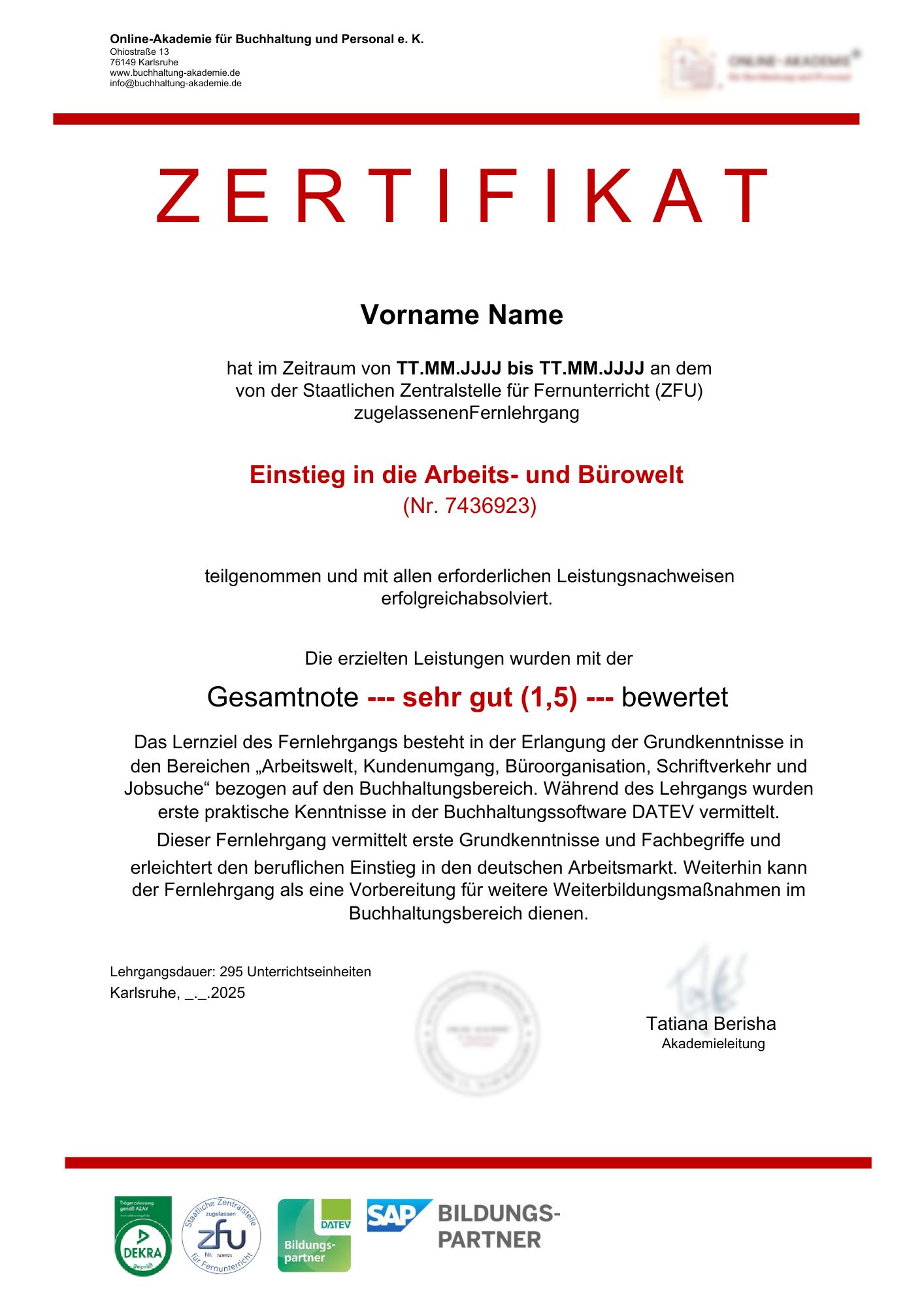 Zertifikat Einstieg