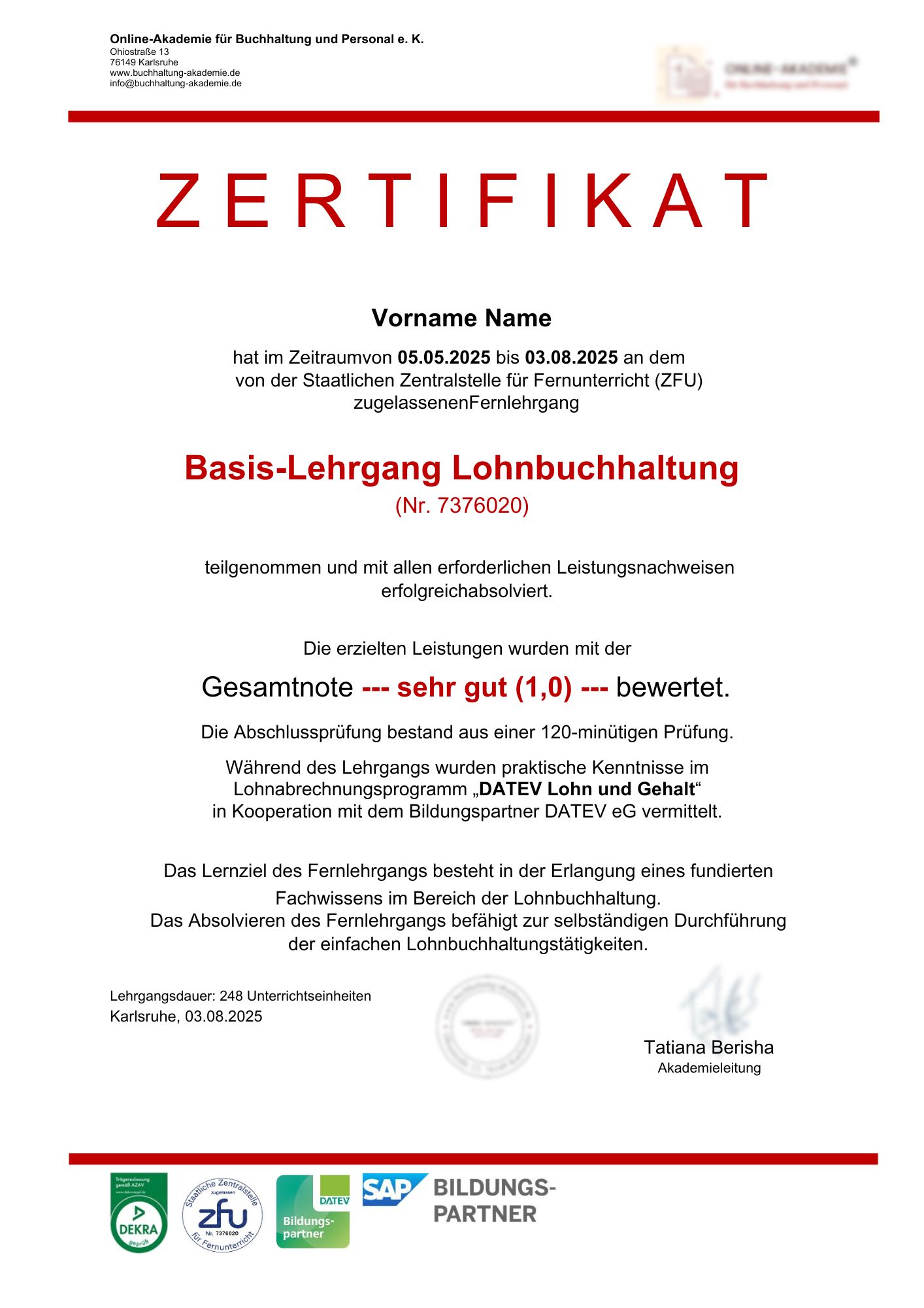 Zertifikat Lobu